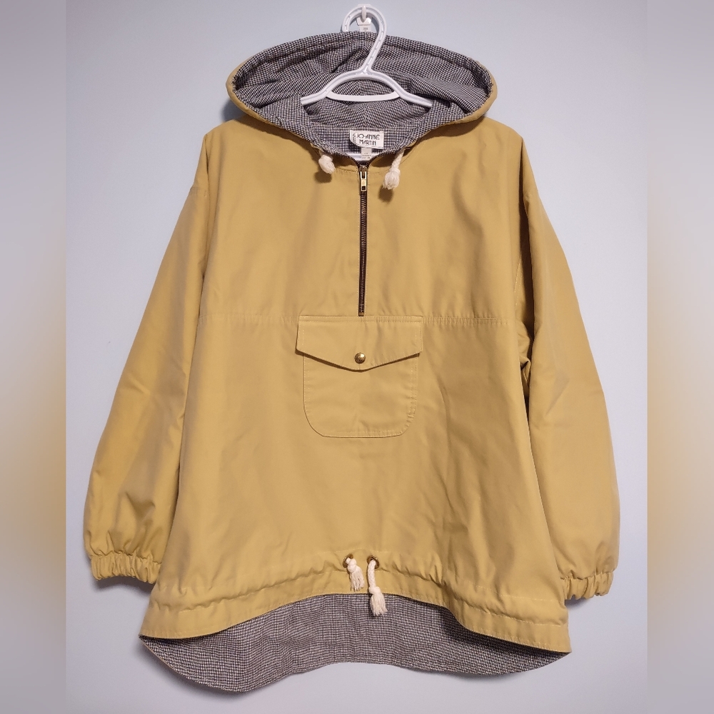 Joanne Martin Women's Yellow Hooded Jacket One Size Half Zip Front Pocket Ship